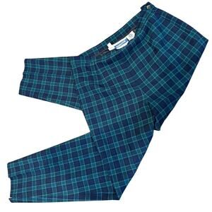 Vintage Pendleton Pure Wool Tartan Plaid Trousers Green Blue Womens Lrg Academia